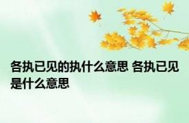 各执已见的执什么意思 各执已见是什么意思