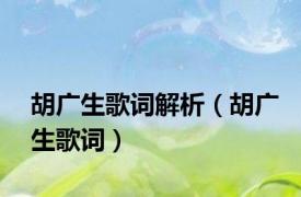 胡广生歌词解析（胡广生歌词）