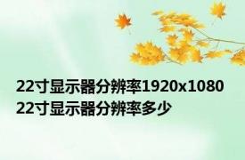 22寸显示器分辨率1920x1080 22寸显示器分辨率多少