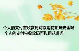 个人的支付宝收款码可以用花呗吗安全吗 个人的支付宝收款码可以用花呗吗