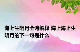 海上生明月全诗解释 海上海上生明月的下一句是什么