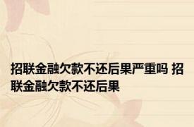 招联金融欠款不还后果严重吗 招联金融欠款不还后果