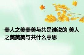 美人之美美美与共是谁说的 美人之美美美与共什么意思