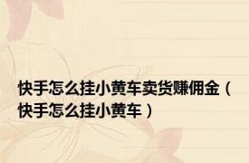 快手怎么挂小黄车卖货赚佣金（快手怎么挂小黄车）