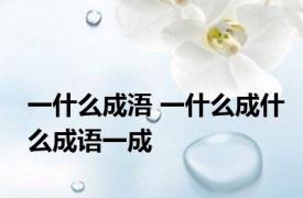 一什么成浯 一什么成什么成语一成