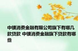 中银消费金融有限公司旗下有哪几款贷款 中银消费金融旗下贷款有哪些