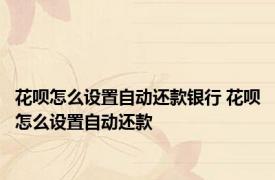 花呗怎么设置自动还款银行 花呗怎么设置自动还款