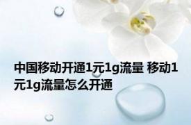 中国移动开通1元1g流量 移动1元1g流量怎么开通