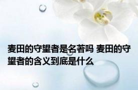 麦田的守望者是名著吗 麦田的守望者的含义到底是什么