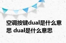 空调按键dual是什么意思 dual是什么意思