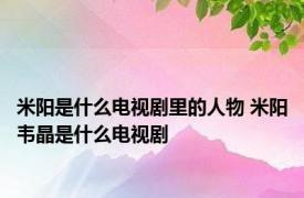 米阳是什么电视剧里的人物 米阳韦晶是什么电视剧