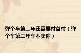 弹个车第二年还需要付首付（弹个车第二年车不卖你）