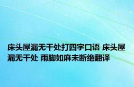 床头屋漏无干处打四字口语 床头屋漏无干处 雨脚如麻未断绝翻译