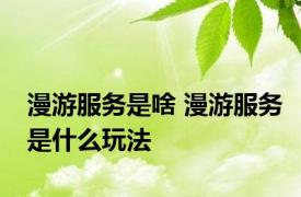漫游服务是啥 漫游服务是什么玩法