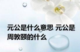 元公是什么意思 元公是周敦颐的什么