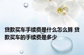 贷款买车手续费是什么怎么算 贷款买车的手续费是多少
