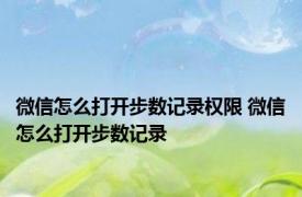 微信怎么打开步数记录权限 微信怎么打开步数记录