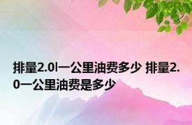 排量2.0l一公里油费多少 排量2.0一公里油费是多少