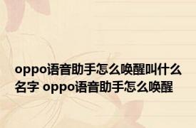 oppo语音助手怎么唤醒叫什么名字 oppo语音助手怎么唤醒