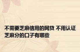 不需要芝麻信用的网贷 不用认证芝麻分的口子有哪些
