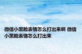 微信小黑脸表情怎么打出来啊 微信小黑脸表情怎么打出来