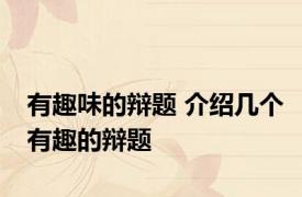 有趣味的辩题 介绍几个有趣的辩题