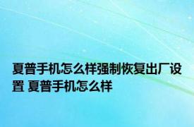 夏普手机怎么样强制恢复出厂设置 夏普手机怎么样 