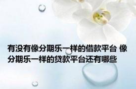 有没有像分期乐一样的借款平台 像分期乐一样的贷款平台还有哪些
