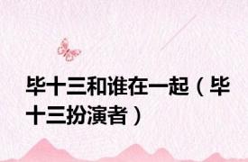 毕十三和谁在一起（毕十三扮演者）