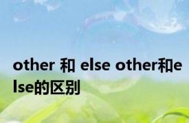other 和 else other和else的区别