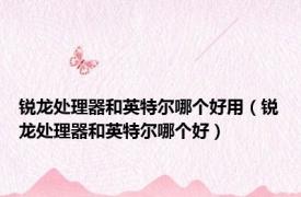 锐龙处理器和英特尔哪个好用（锐龙处理器和英特尔哪个好）