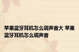 苹果蓝牙耳机怎么调声音大 苹果蓝牙耳机怎么调声音