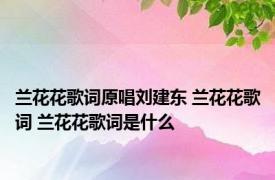 兰花花歌词原唱刘建东 兰花花歌词 兰花花歌词是什么