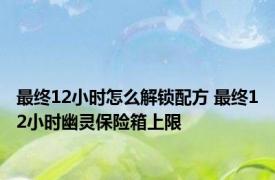最终12小时怎么解锁配方 最终12小时幽灵保险箱上限