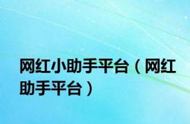 网红小助手平台（网红助手平台）