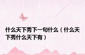 什么天下秀下一句什么（什么天下秀什么天下有）