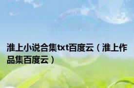 淮上小说合集txt百度云（淮上作品集百度云）