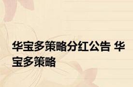 华宝多策略分红公告 华宝多策略 