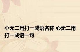 心无二用打一成语名称 心无二用打一成语一句
