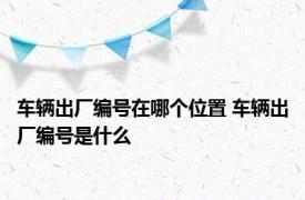 车辆出厂编号在哪个位置 车辆出厂编号是什么