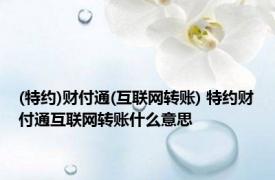 (特约)财付通(互联网转账) 特约财付通互联网转账什么意思