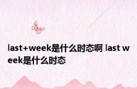 last+week是什么时态啊 last week是什么时态