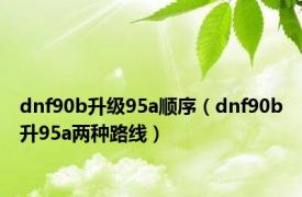 dnf90b升级95a顺序（dnf90b升95a两种路线）