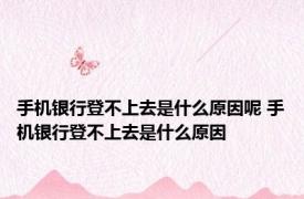 手机银行登不上去是什么原因呢 手机银行登不上去是什么原因