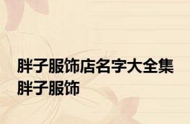 胖子服饰店名字大全集 胖子服饰 