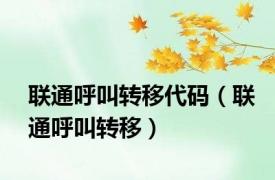 联通呼叫转移代码（联通呼叫转移）