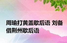 周瑜打黄盖歇后语 刘备借荆州歇后语