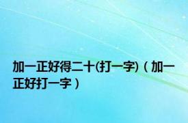 加一正好得二十(打一字)（加一正好打一字）