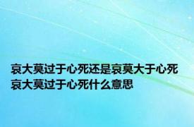 哀大莫过于心死还是哀莫大于心死 哀大莫过于心死什么意思