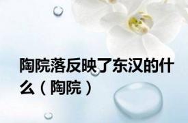 陶院落反映了东汉的什么（陶院）